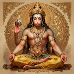 a full body portrait of a beautiful ornated hanuman god, hanumanasana yoga pose, intricate, elegant, highly detailed, digital painting, artstation, concept art, smooth, sharp focus, colored illustration for tattoo, art by krenz cushart and artem demura and alphonse mucha