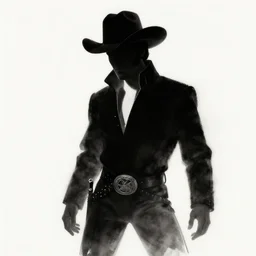 black and white ink portrait of elvis presley as an outlaw cowboy. character concept art. soft shadows, mostly silhouetted. royo, artgerm, wlop. fashion. dnd. trending on artstation.