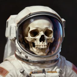 skull inside a astronaut helmet, digital painting