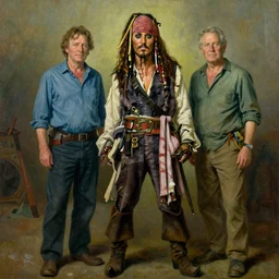 Richard Schmid and Jeremy Lipking full length portrait painting of Captain Jack Sparrow