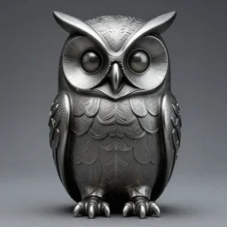 symmetrical detailed sculpture of an owl, made of Kryptonite