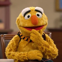 My mom looking very disappointed in me, as a muppet