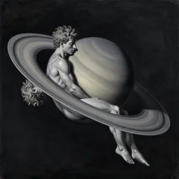 saturn devouring his son. black painting. by wlop.