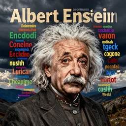 vividly colorful wordcloud of Albert Einstein
