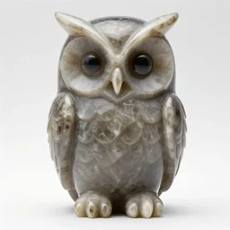symmetrical detailed sculpture of an owl, made of Smoky Quartz