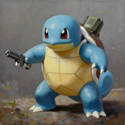 squirtle playing as master chief, oil on canvas, intricate, 8 k highly professionally detailed, hdr, cgsociety