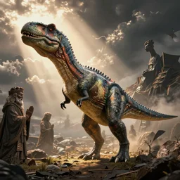 dinosaur praying to the old gods