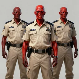 zombie security officers in beige uniform ( glowing red skin ) trending on artstation digital painting highly detailed 4 k 8 k hd