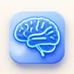 ios app icon of an electronic brain, blue neon style, stunning, polished