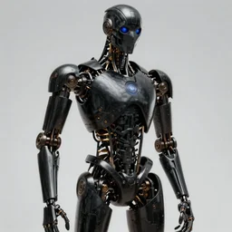 skeletal robot, black, cinematic lighting, fantasy, intricate, highly detailed, lifelike, photorealistic, digital painting, artstation, illustration, concept art, smooth, sharp focus, art by john collier and albert aublet and krenz cushart and artem demura and alphonse mucha