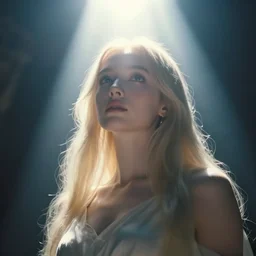 godess of artificial intelligence, sharp focus, god rays, volumetric light, by greg rutkowski and greg manchess, cinematic, light from above