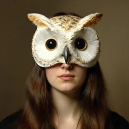 a woman with the head of an owl, owl mask, by John Sargent