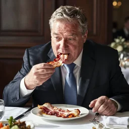 photo of viktor orban eating bacon by lee jeffries