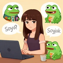 the hit new relatable teen wojak, ms paint drawing, 4 chan, chad vs virgin, soyjak, pepe the frog, zoomer doomer, tradwife, gaming culture