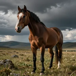 a really suspicious horse, you can just tell that it's up to no good