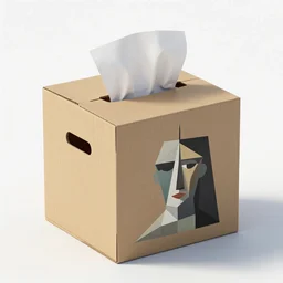 a cardboard box with a tissue dispenser on top of it, a raytraced image by Raymond Duchamp-Villon, polycount, cubism, low poly, sketchfab, made of cardboard