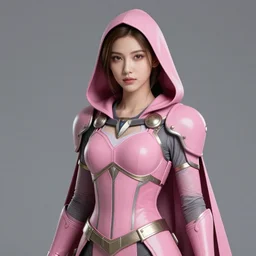 cassandra cain in destiny hunter armor, pink armor, wearing a hooded cloak, beautiful face!!!!, 2 7 years old, cg animation, realistic, character select portrait, by artgerm, greg rutkowski, alphonse mucha, 3 d