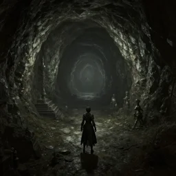 unique screenshot from Bloodborne, underground cave, long shot view