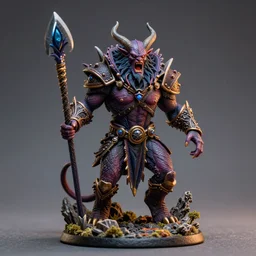 Realistic miniature of Beast warlock raging on a studio shot, movie shot, cinematic perspective, full hd, Vibrant colors