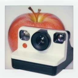 a beautiful photo of a red apple, Polaroid SX-70 Instant Film