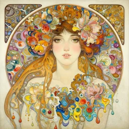 an intricate oil painting of a beautifull woman portrait surounded by hiper detailed inkdrop in water, flowers, melting colorfull wax, fluid acrilic art, colorfull, excelent composition, wide shot, by yoshitaka amano, by greg rutkowski, by alphonse mucha by jeremyg lipkinng, by rhads, by ross tran, by artger