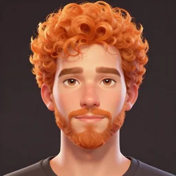 illustration of a short curly orange hair man with lack beard as a portrait, smooth, reflects, masterpiece artwork, ultra detailed, artgerm, style by pixar 2 0 2 2, digital art, trending on artstation, behance, deviantart