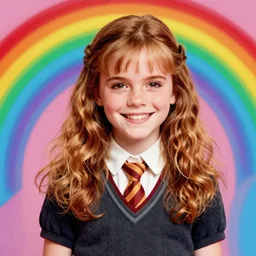 rainbow smiling happy emma watson age 1 6 as hermione. pop art.