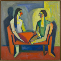 a painting in the style of stanton macdonald - wright and in the style of stephen hickman.