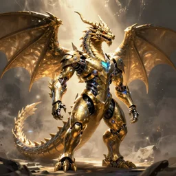 Cyborg dragon full body portrait, artstation