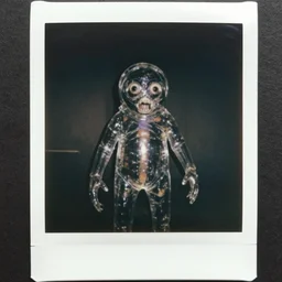 transparent horror monster polaroid photo, sharp focus, grainy