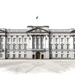 detailed architectural drawing of the buckingham palace full view
