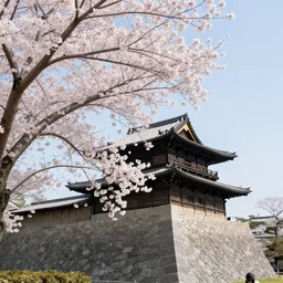 japanese cherry blooming underneath the tesanj fortress
