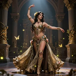xena warrior princess themed belly dance wedding, butterflies, fireflies, glowing dust, by nixeu, by mucha, gothic and victorian and roman architecture, intricate jewelry, vests, corsets, kneehigh boots, ornate, filigree, bloom, rim lighting, cinematic lighting, god rays, artstation, cgsociety, rendered in octane.
