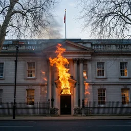 Crowell burning in London place, 50mm photography, high quality, 4K