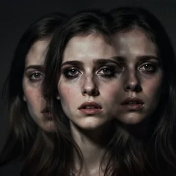 very scary terrific portrait of layers of fear in the style of michael hussar sharp focus