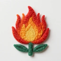 a needle felted fire flower power up, needle felting art.