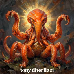 zoological portrait of orange cthulhu by tony diterlizzi