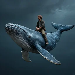 Man riding a whale, dramatic lighting, cinematic, establishing shot, high detail, cinematic lighting, post processed, 8k, concept art, artstation, matte painting, in the style of eddie mendoza, raphael lacoste, alex ross