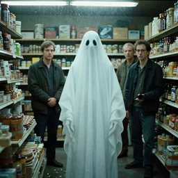 a ghost at the store, water caustics, film still from the movie directed by denis villeneuve and david cronenberg with art direction by h. r. giger, patrick faulwetter and android jones