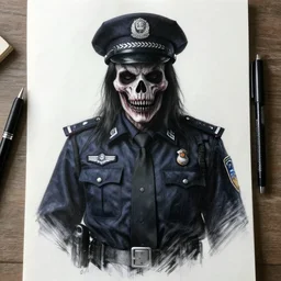 terrifying police sketch, uncanny, unsettling, 4k, detailed
