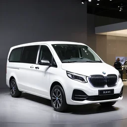 A van designed and produced by BMW, in white, promotional photo