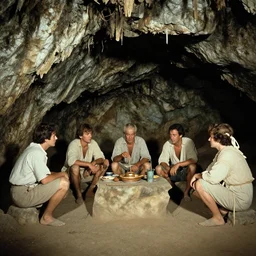 the life of the cave dwellers, a colorized photo, colorized, # film, movie still