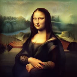 The mona lisa with beautiful switzerland landscape in the background