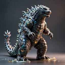 Godzilla made out of goo, photorealistic, studio lighting