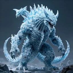 photorealistic demonic ice kaiju in the style of michael whelan and gustave dore. hyperdetailed photorealism by greg rutkowski. 1 0 8 megapixels, 3 d finalrender, cinematic lighting