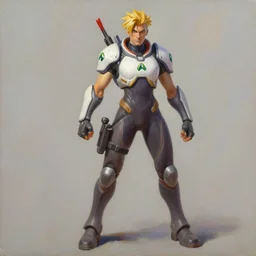 oil painting of tracer overwatch full figure in the style of sophie anderson,