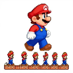 super mario bros 1 9 8 5, mario sprite sheet walk cycle, full body, 8 bit pixel art, nintendo official media, white background