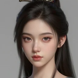 perfectly detailed portrait beauty girl hairstyle katana in head, cute eyes, smooth, digital painting, by greg rutkowski and hr giger, zbrush, trending on artstation