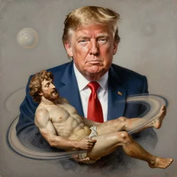 a painting Donald Trump like Saturn Devouring His Son, 2d, ultra highly detailed, rococo painting, smooth, sharp focus, artstation, pixiv, art by Francisco Goya