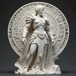 3 d octane render, ultra photorealistic, 8 k hyper detailed image unreal engine, a beautiful of a mystic esoteric robot pose roman samourai, organic ceramic white, on the art contemporary art, cyberpunk, alphonse mucha